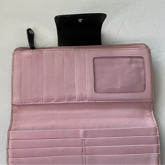 Vintage Coach Madison Op Art Wallet Black/Pink Slim Horse & Carriage - Picture 5 of 8